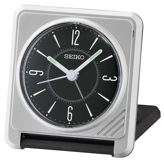 Réveil De Voyage Pliable Seiko QHT201S - Chrome Brossé, Vintage, Neuf En Boîte