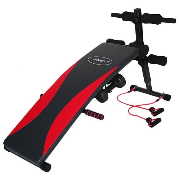 Banc De Musculation Abdos Avec Halteres Et Extenseurs L8355 Hms Home Gym Prix Pas Cher Cdiscount