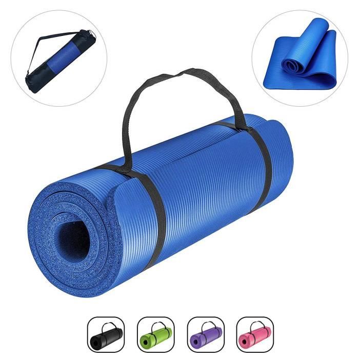 Tapis de Yoga Fitness 15mm Épais Pilates Sport Gym Débutant Yoga Tapis NBR  Antidérapant 183×61cm avec Sac et Sangle de Yoga [68] - Cdiscount Sport