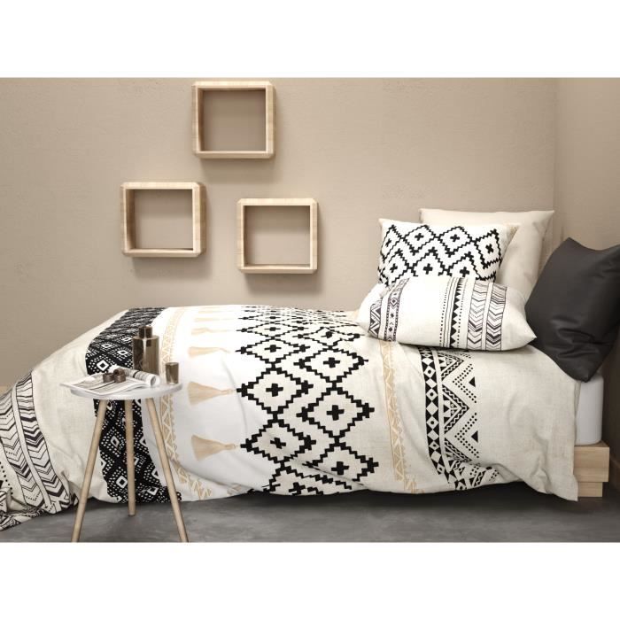 Parure housse de couette coton beige 220x240 cm