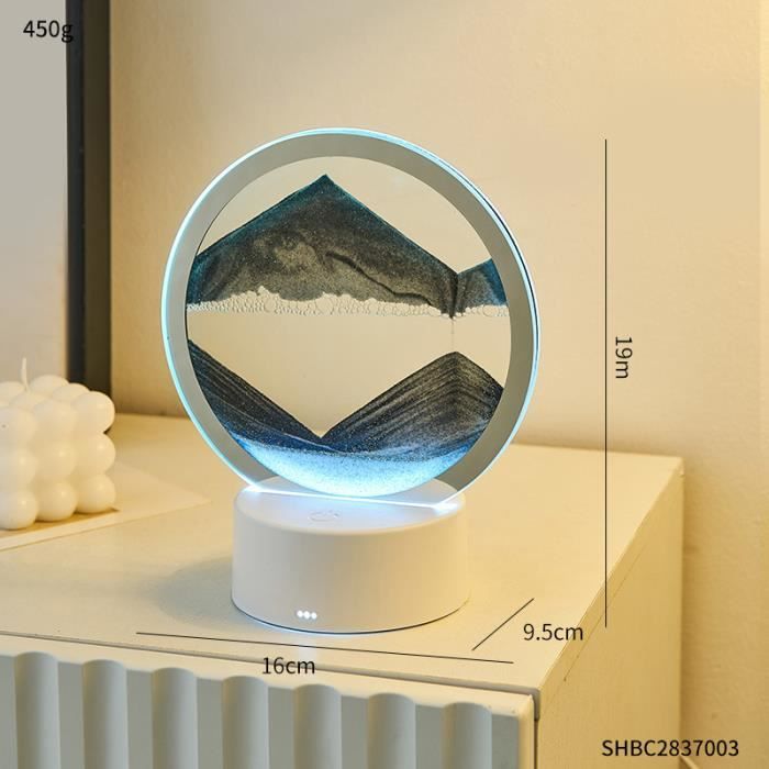 Tableau D'Art Sable Mouvant 3D Jaune - Sablier Décoratif Paysage Fluide - Cadre Sable Pour Bureau Et Maison 17,8 Cm