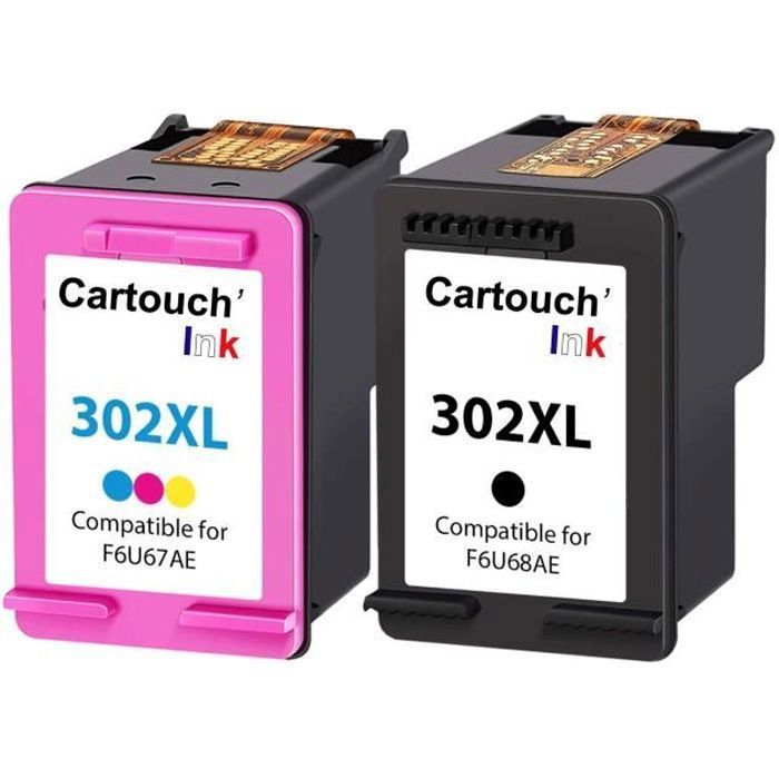 302XL Pack de 2 cartouches compatibles avec HP 302 XL pour imprimante