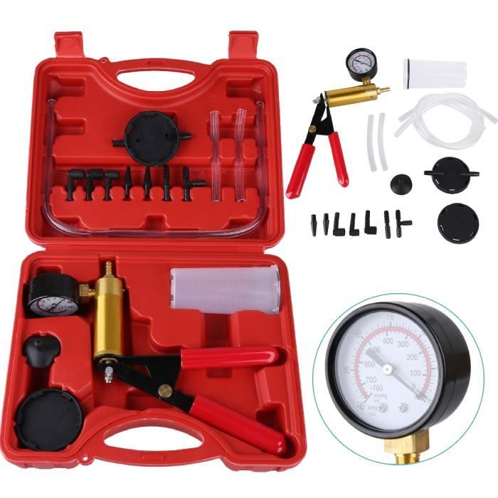 Pompe à Vide Manuelle Testeur de Pression à Main Outil de Purge de Frein Kit de Testeur de Pression avec Adaptateurs 