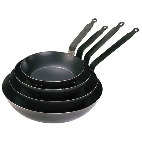Poêle en acier - DE BUYER - La Lyonnaise - Ø26cm - Hauteur 4.4cm - Manche fixe - Tôle bleuie