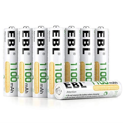 EBL 12PCS AAA Piles Rechargeables 1100mAh, Piles Rechargeables AAA HR03 1,2V Ni-MH Haute Capacité 1100mAh, Avec Boîte De Stockage De Piles