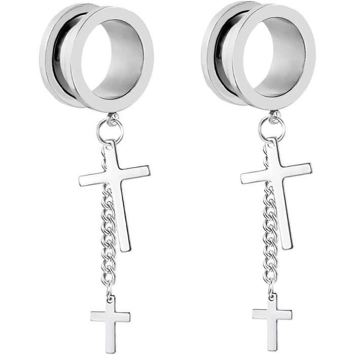 Bijou Piercing écarteur Écarteur Oreilles Acier Inoxydable 14 Mm – Tunnel Gothique Avec Zirconium – Boucles D'oreilles Piercing
