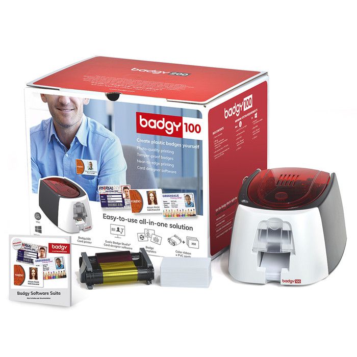 Imprimante de cartes Badgy 100 – EVOLIS – Sublimation thermique/transfert thermique – Noir