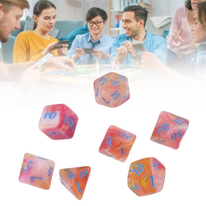 Set De 7 Dés Polyédriques QUARKZMAN – Acrylique Rose Transparent, Pour Jeux De Rôle