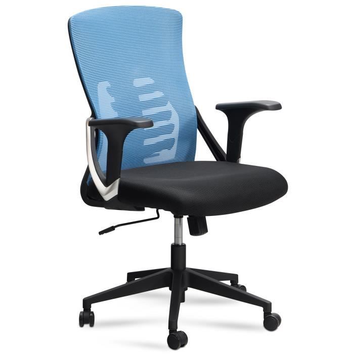 finebuy chaise de bureau tissu fauteuil ergonomique siège pivotante 120 kg  [bleu / noir]