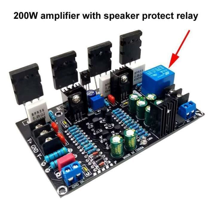 Haptufer Amplificateur Audio 200W+200W – Mini Amphi Hi-Fi 12V 2 Canaux Avec LED Bleue (Alliage Aluminium)
