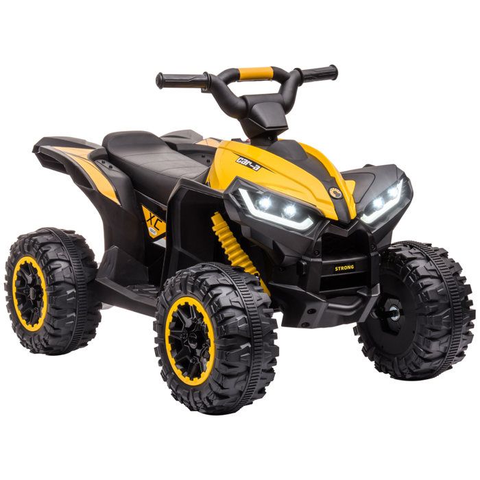 Quad électrique - HOMCOM - enfant 12 V 2 moteurs 2 vitesses 3-6 km/h phares LED klaxon - PP - jaune