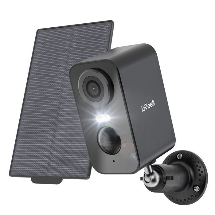 ieGeek 2K Caméra Surveillance WiFi Exterieure sans Fil Solaire, Vision Nocturne Couleur, AI Détection Mouvement, Audio