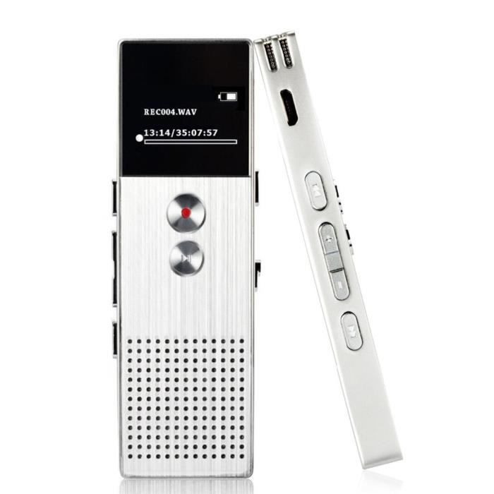 Portable 16 Go Enregistreur de Son Lecteur MP3 Dictaphone Enregistreur de Voix Numérique Recorder Microphone Intégré Enregistreur Audio Réduction de Bruit Rechargeable USB Recorders 