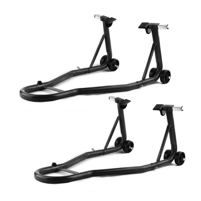 2pcs Support De Paddock De Moto De Roue Arriere Et Avant De Moto Noir Achat Vente Stand Moto 2pcs Support De Paddock De Cdiscount