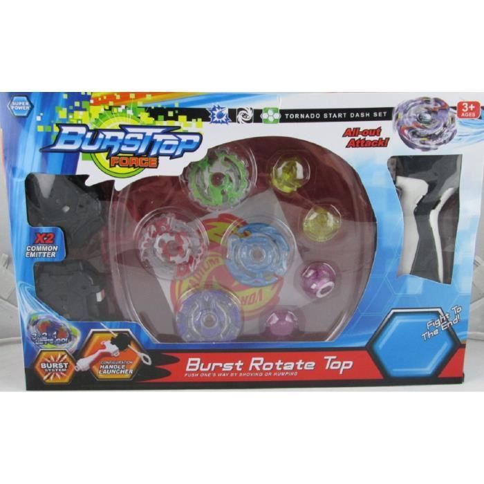 Lot de 4 toupies d'attaque avec lanceur