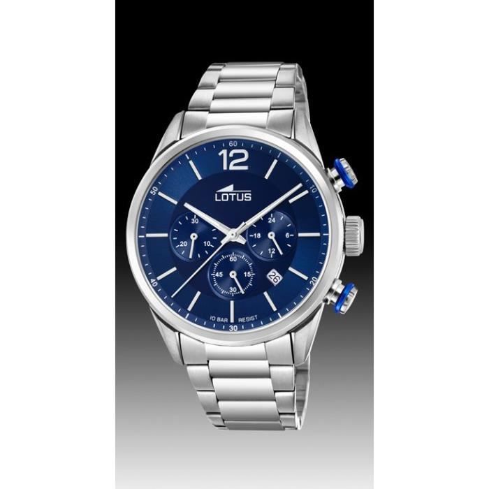 Montre Homme Lotus - 18688/1 - Chrono Sport Cadran Bleu - Boite acier  diamètre 43mm - Etanche 100m - garantie 2 ans - Bracelet acier , -  Achat/vente montre Bleu - Cdiscount