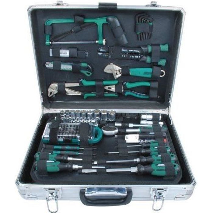 Ensemble d'outils 124 pièces - BRÜDER MANNESMANN - M29072 - Coffret en aluminium - Métal