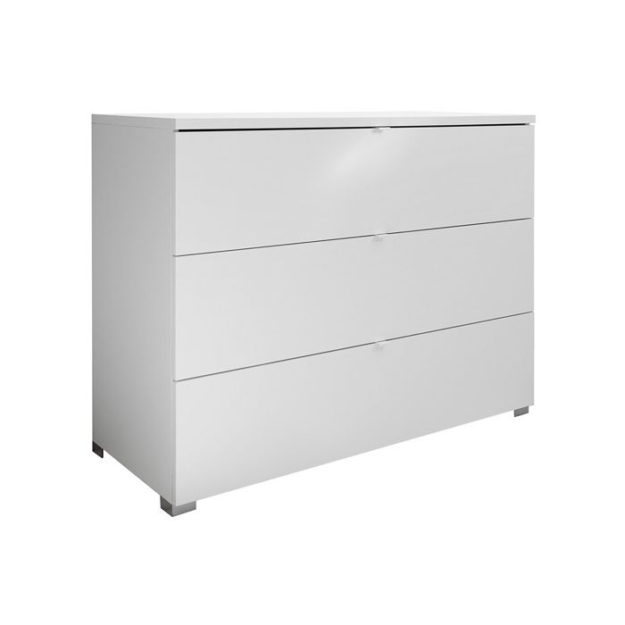commode design 3 tiroirs blanc mat l104 cm laly - miliboo - scandinave - moderne
