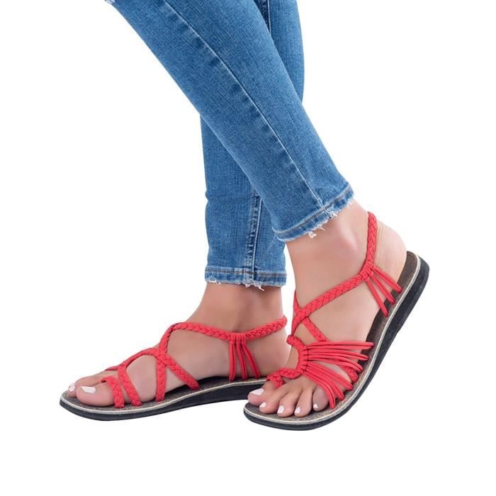 Sandale tressée femme hot sale