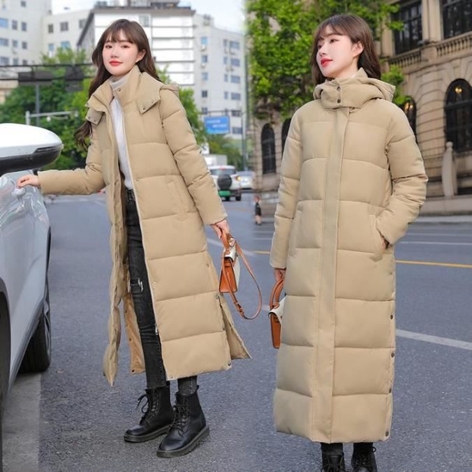 Manteau femme Hiver long sur le genou avec chapeau couleur unie Nouvelle arrivee Garder au chaud mode Beige QT Cdiscount Boutique Erotique