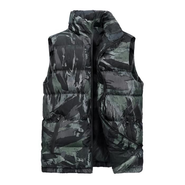 Doudoune Sans Manche Homme Camouflage Col Montant Zippe Grande Taille Vert militaire Vert militaire Cdiscount Pret a Porter