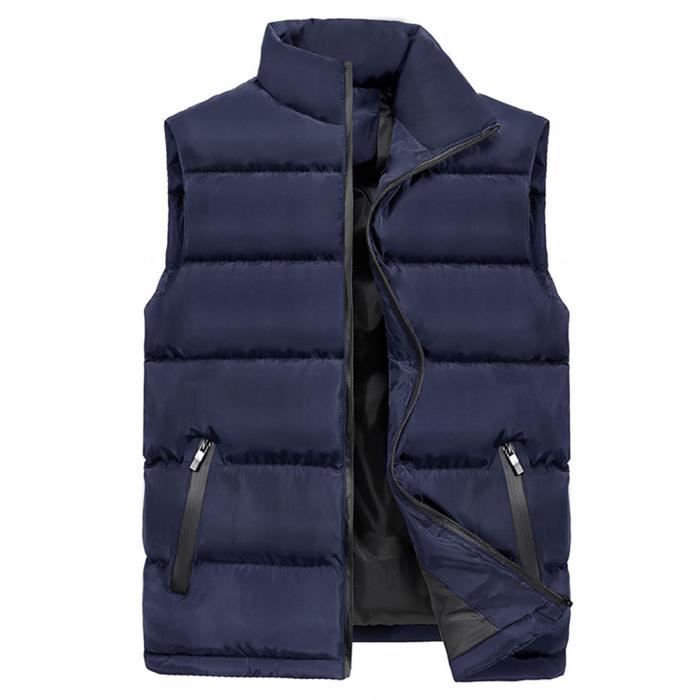 Hommes sans Manches Veste Couleur Unie Gilet Multi-Poche Multifonction Blousons