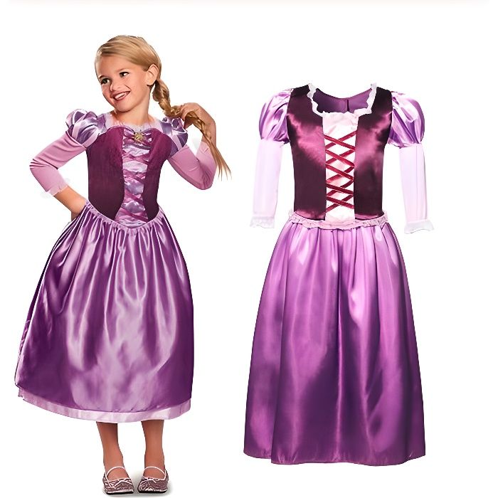 Discoball Costume de Raiponce pour enfants et filles, costume de princesse  pour Halloween, fête d'anniversaire : : Mode