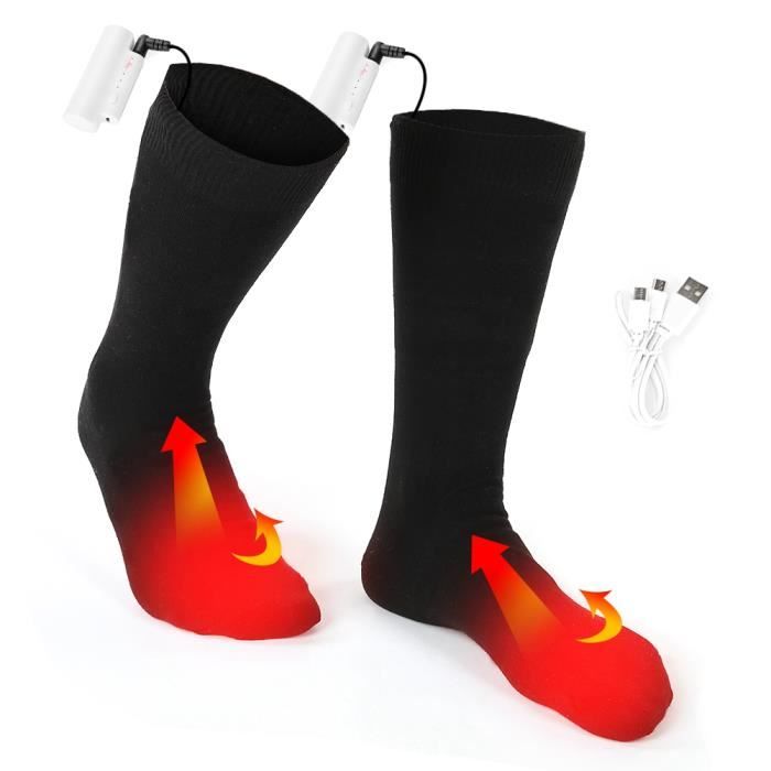 Molbory Chaussettes Chauffantes Adapt/ées au Cyclisme au Ski au Camping /à la Randonn/ée /à la Chasse Rechargeable Chaussettes Chaudes Lavables en Hiver pour Hommes et Femmes Chaussettes /À Pile