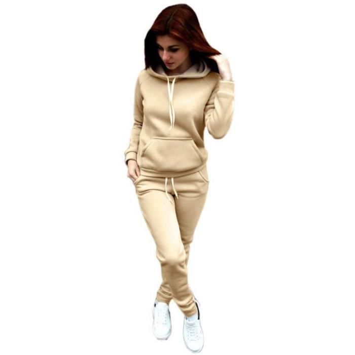 Ensemble Surv tement Femme Casual LH0507WT152 Beige Manches