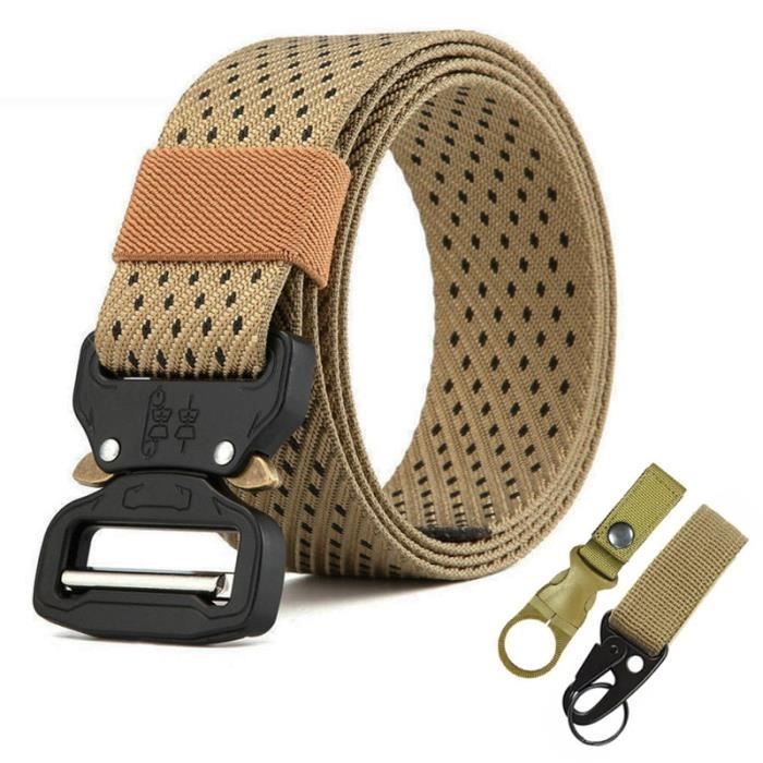 Ceinture Tactique Homme - Nylon Noir - Boucle Métal - Longueur 125cm - Militaire
