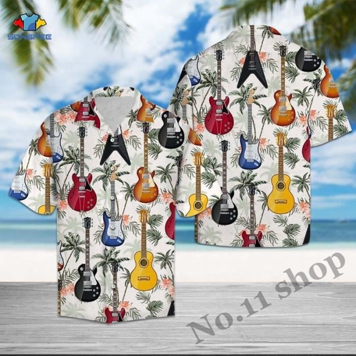 Chemise Hawaïenne Homme HISDERN - 100% Coton, Manches Courtes, Imprimé Floral - Taille S à XXL