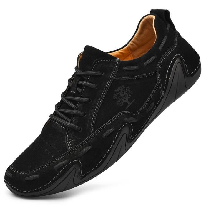 Chaussure Casual Sport Homme Cuir Noir Semelle Matelass e