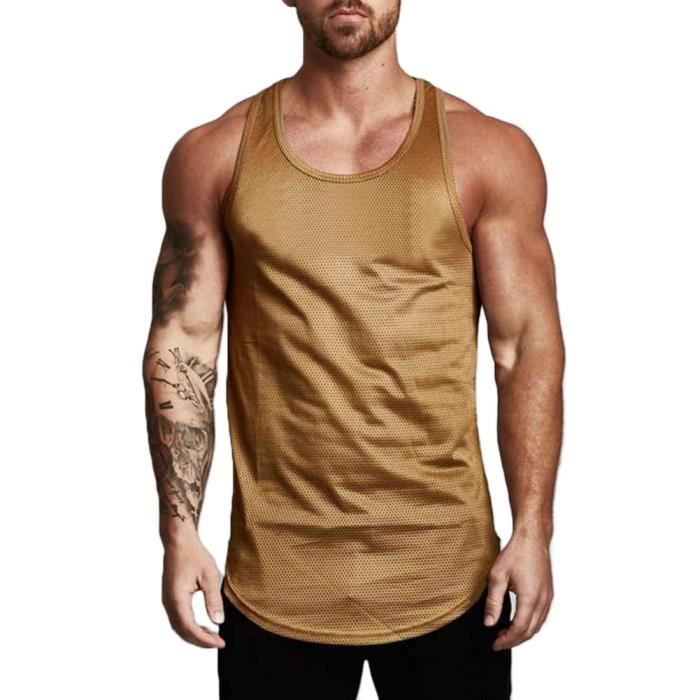 D bardeur Musculation Homme Tank Top Gym Couleur Unie Workout