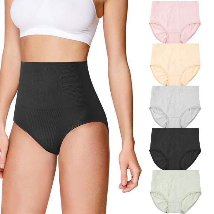 Lot de 6 Culottes Femmes Coton Taille Haute Sous-vêtements Slip Elasticité  Femme Ventre Plat Noir - Cdiscount Prêt-à-Porter