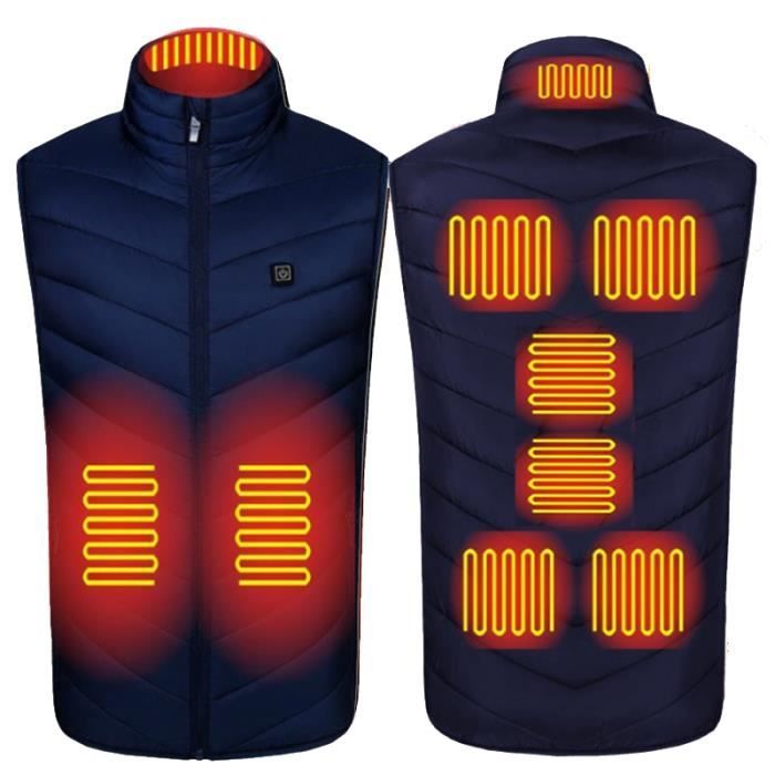 Gilet Chauffant Homme Femme Chargement USB Chaud GILET Doudoune 9 Zones