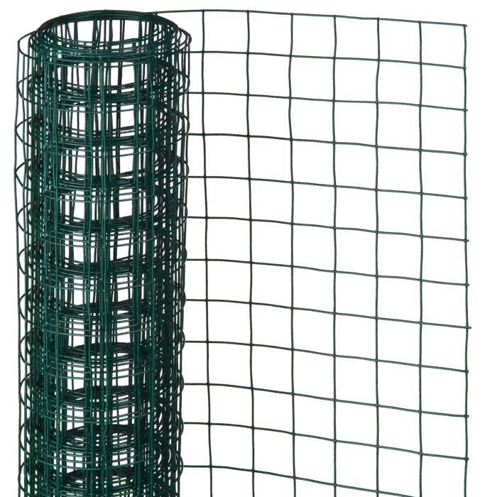 Grillage en maille carrée NATURE - Dimensions 1x2,5m - Acier galvanisé plastifié - Vert