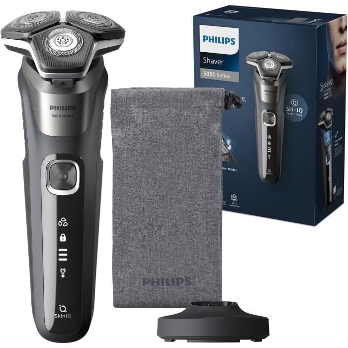Rasoir électrique - PHILIPS - Series 5000 - SkinIQ - Wet & Dry - Tondeuse rétractable