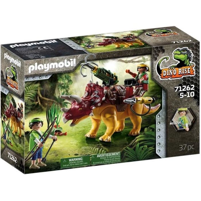 PLAYMOBIL Dino Rise Triceratops et soldats Mixte 5 ans 37 pieces Cdiscount Jeux Jouets