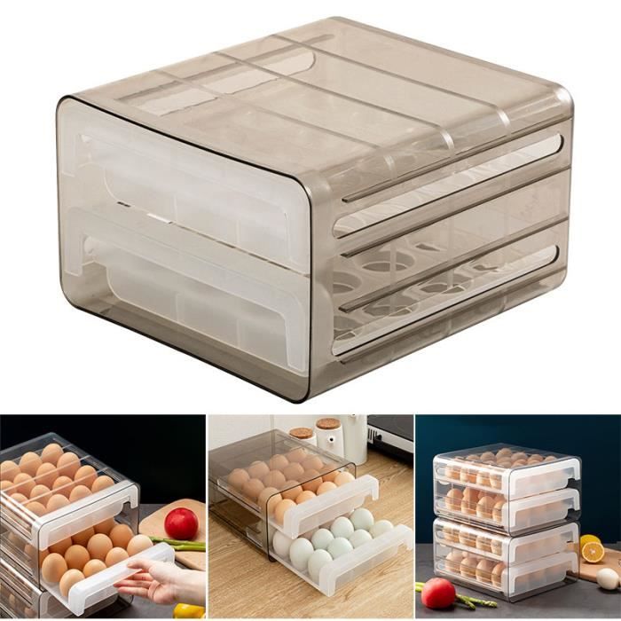 Plateau à oeufs en plastique portable à double couche Bin Boîte de rangement  pour conteneur pour réfrigérateur de cuisine - Cdiscount Maison