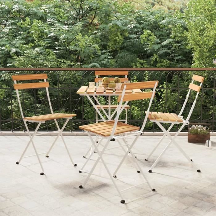 chaises de bistrot pliantes 4 pcs bois d'acacia solide et acier - salutuya - bd04900