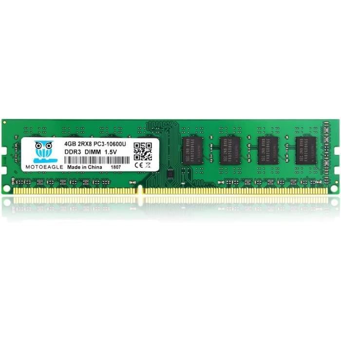 Kit RAM DDR3 8 Go (2x4 Go) PC3-10600U 240 Broches - Marque Américaine - Occasion Testé