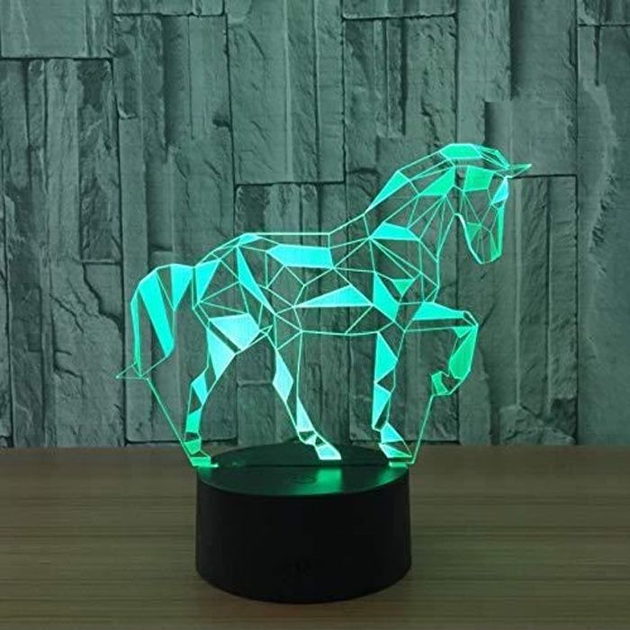 Lampe De Nuit 7 Couleur Cheval 3D Led Lampe Visual Led Veilleuses Pour Enfants Toucher Usb Table Lampara Lampe Bébé Dormir