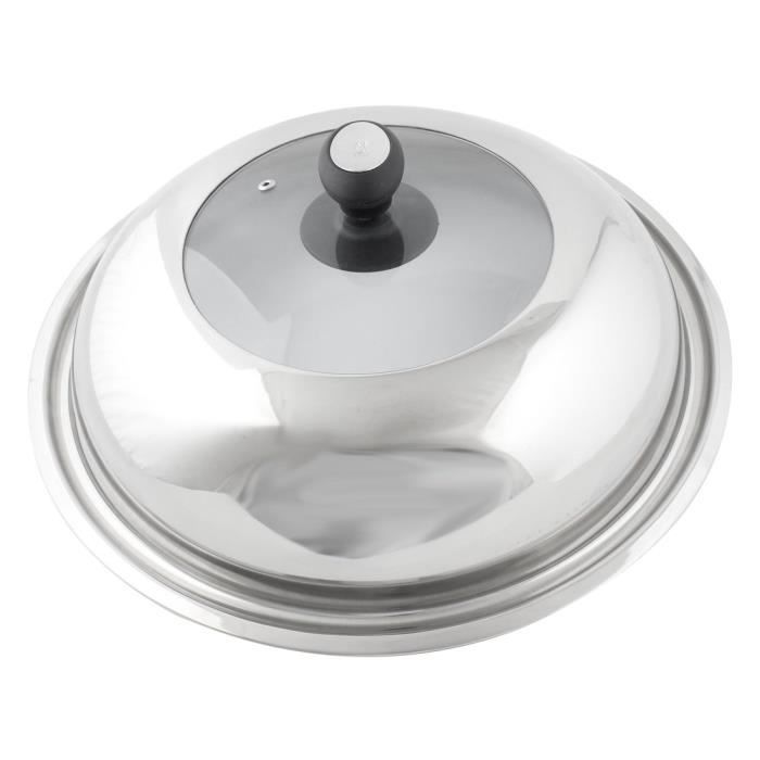 Couvercle Inox Zanetti 38cm - Poignée Plastique Safe - Compatible Casseroles Et Poêles