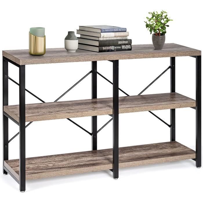 Table Console 2 Niveaux 120x30x93 Cm - Plateau Faux Marbre, Cadre Métal Doré - Pour Entrée, Salon