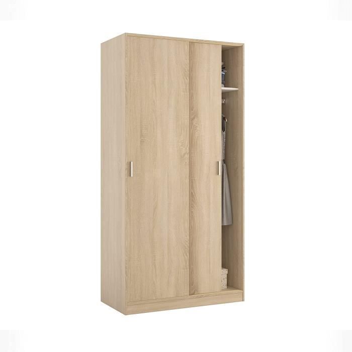 Habitdesign Armoire haute 3 portes et 4 tiroirs 200 x 135 x 52 cm (h x l x p), aspect chêne canadien Habitdesign Armoire haute 3 portes et 4 tiroirs 200 x 135 x 52 cm (h x l x p), aspect chêne canadien