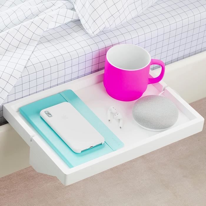 Étagère De Lit BedShelfie – Design Minimaliste En Bambou Et Plastique, Pour Petits Espaces, Neuf