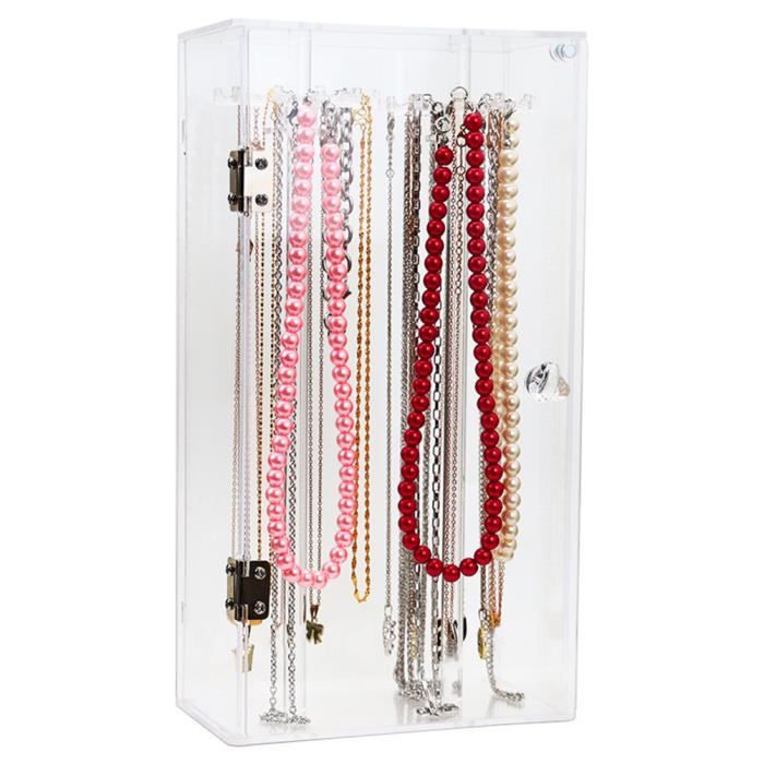 Porte Collier Lolalet 24 Crochets - Boîte Bijoux Acrylique Transparente Avec Plateau Velours