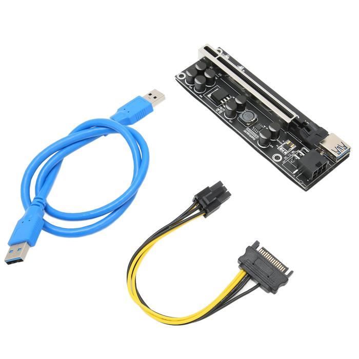 Tbest Riser PCIE PCIE Riser Stable 8 FP condensateurs plaqué or USB3.0 ...