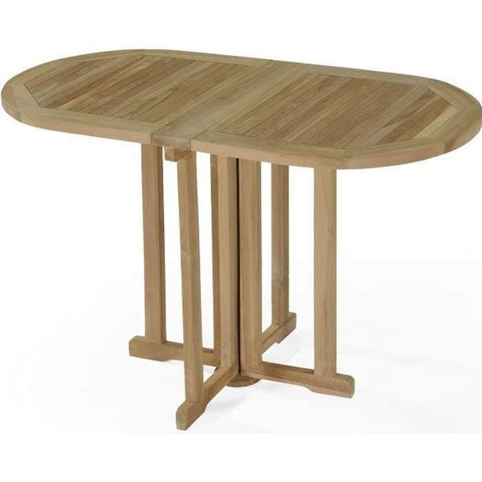 Table Pliante Ovale En Teck Ecograde Manoi 120 X 60 Cm Pour Balcon