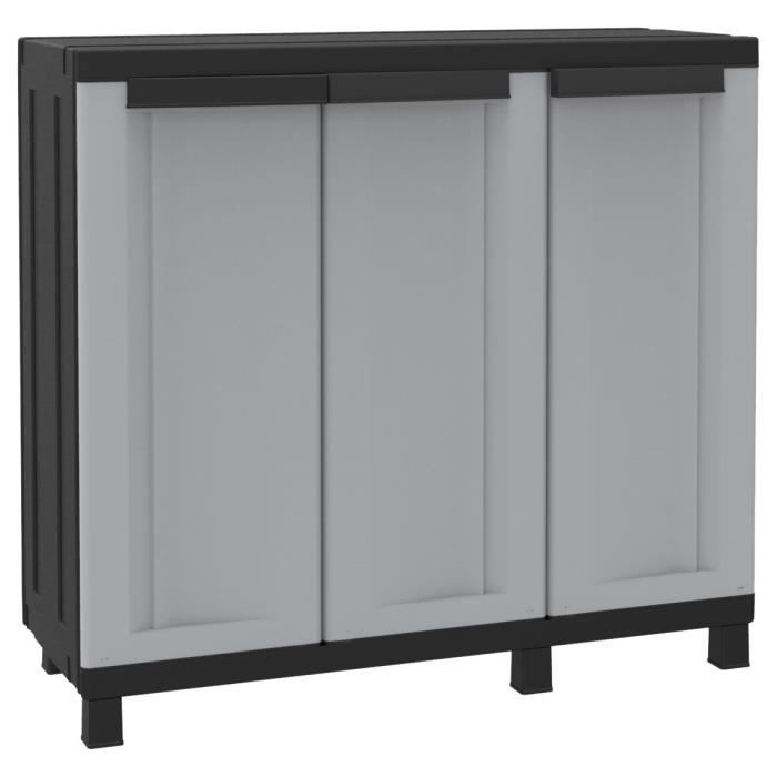 armoire meuble1 133 - black 102b basse plastique à 3 portes 102 x 39 x 915 cm gris/noir